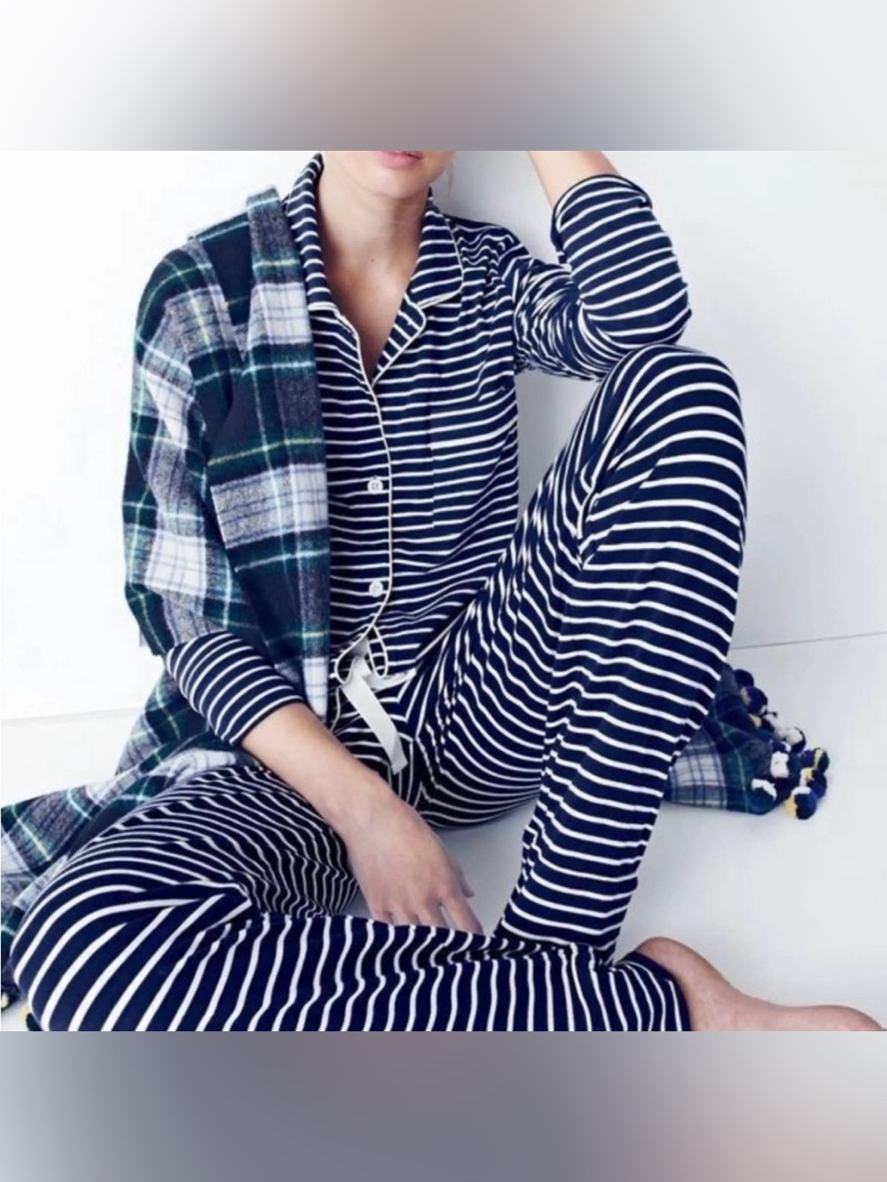J Crew Striped Navy & White Women’s Knit Pajama Set